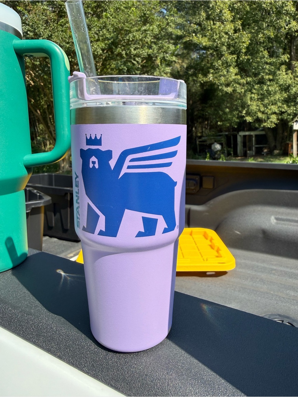 Stanley Lavender Travel Tumbler with Blue Winged Bear Design